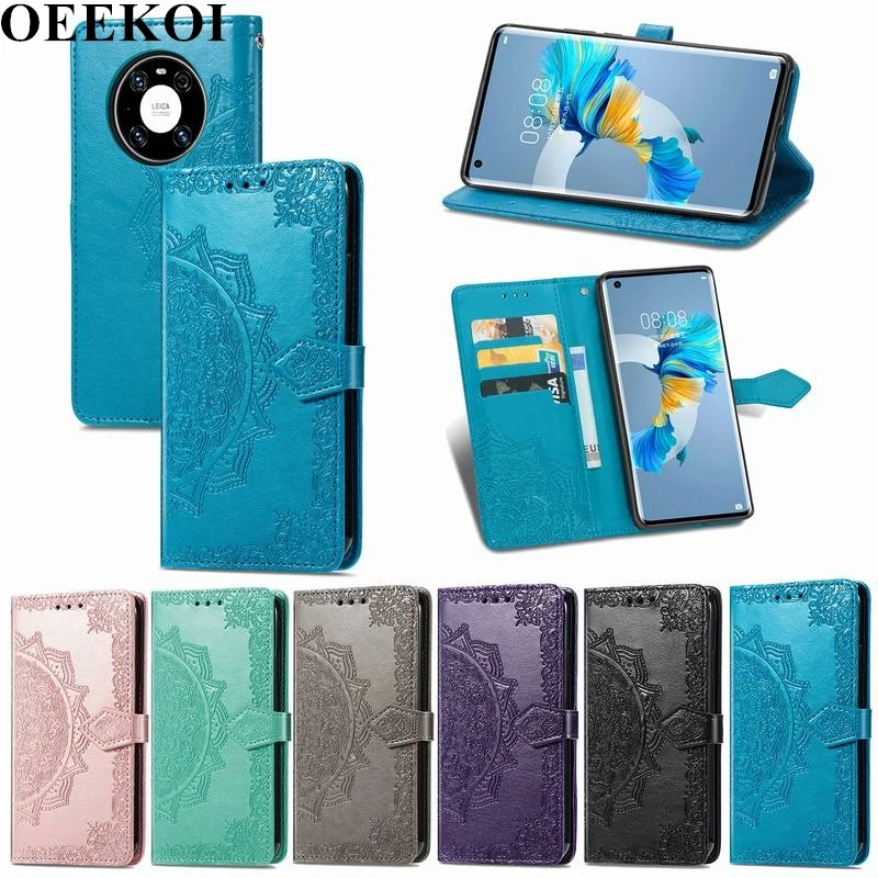 

Чехол-книжка из искусственной кожи для Huawei Mate 40 с цветочным принтом OEEKOL Datura