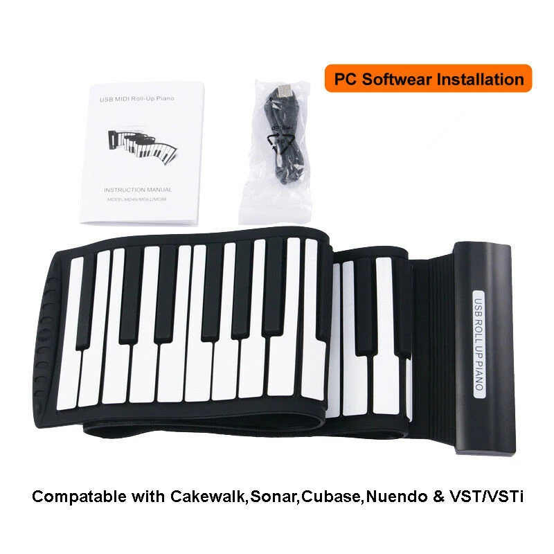 Свернутая пианино 88 клавиш караоке силиконовая Гибкая электронная клавиатура