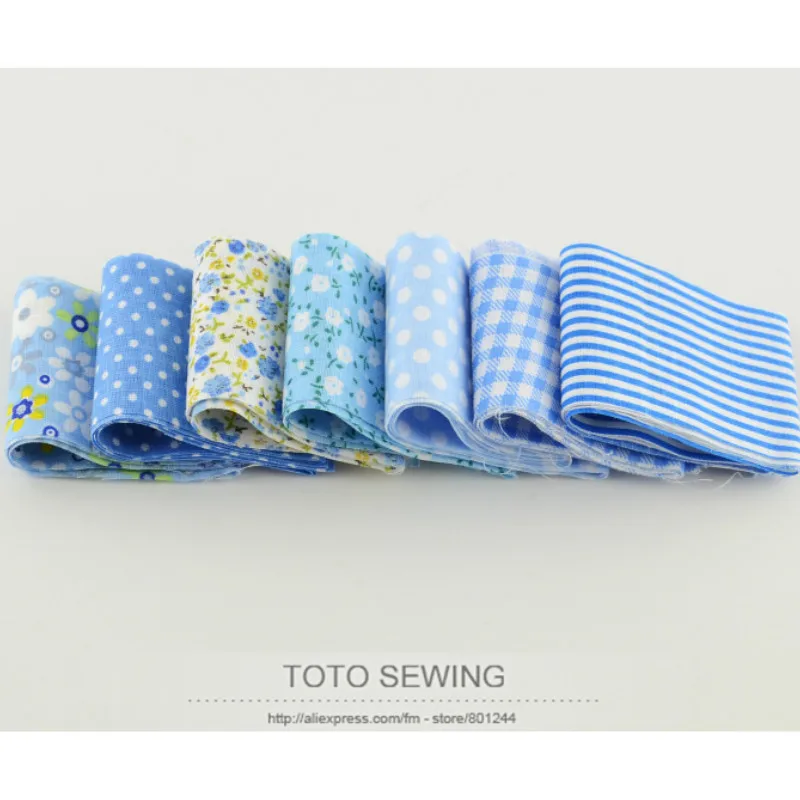 F035 #7 шт./лот 100% хлопок светло голубой набор Желейный рулон стеганая Лоскутная