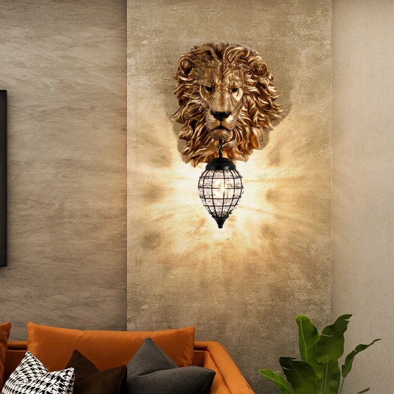 

Vintage Luxury Lion Shade LED Wall Lamps for Kitchen Bedroom Decoration Wall Light Indoor Lighting Wall Sconce Lamp Room Decor