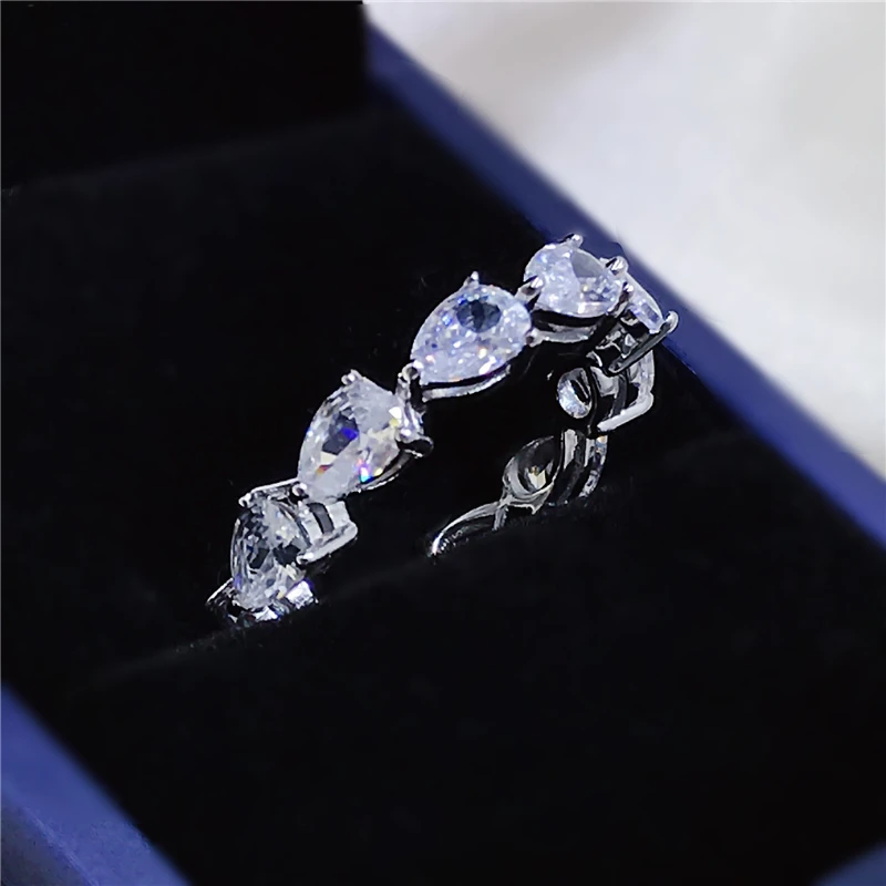 

100% 925 Sterling Silver Created Moissanite Gemstone Wedding Engagement Couple White Gold Ring Jewelry Wholesale