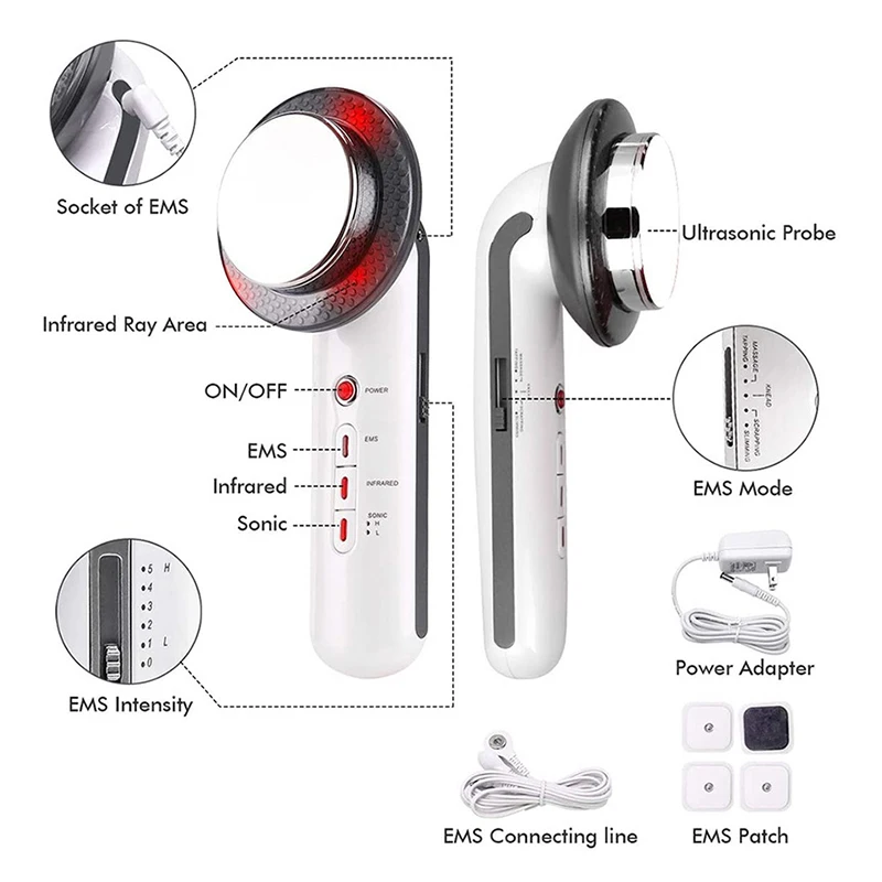 3 in 1 EMS Ultrasound Cavitation Device Electric Body Slimming Massager Fat Burner Infrared Therapy Ultrasonic | Красота и здоровье