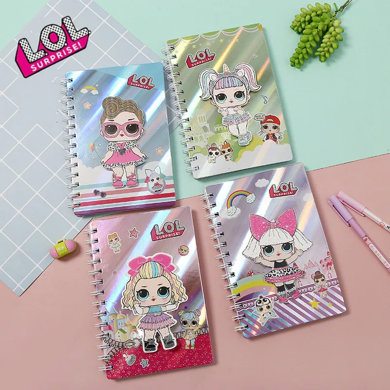

Original LOL Surprise Dolls Cartoon Glossy loose-leaf notebook Student notes notepad hand ledger coil notebook birthday gifts