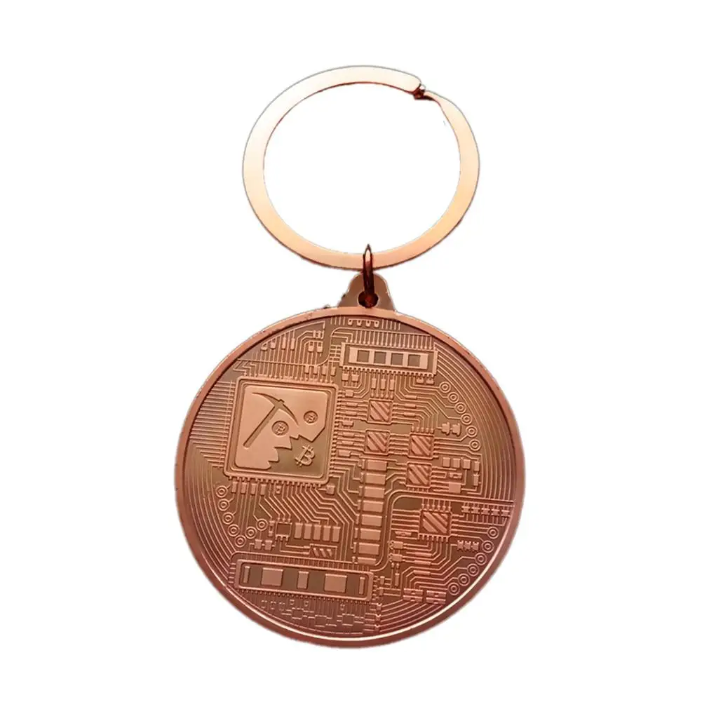Rose Gold Позолоченное Биткойн кольцо для ключей с монетой коллекционный подарок Casascius Бит монета Биткоин художественная коллекция физический памятный брелок - Цвет: Rose Gold