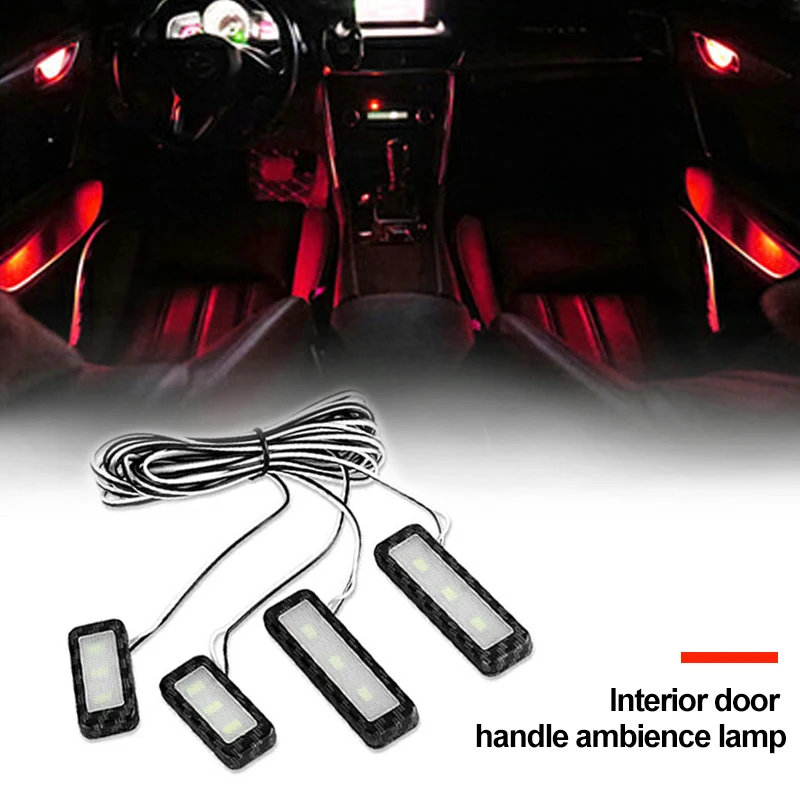 

4Pcs Set Bowl handle Armrest Light Car Door Interior Light LED Atmosphere Light Auto Interior Door Light Decorative Lamp