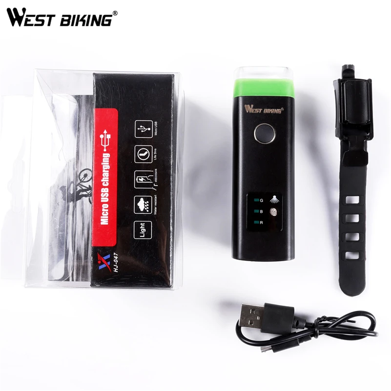 WEST BIKING, передний велосипедный светильник, USB, перезаряжаемый, водонепроницаемый, светодиодный фонарь для велосипеда, велосипедный головной светильник, для скалолазания, безопасный, мигающий светильник, лампы