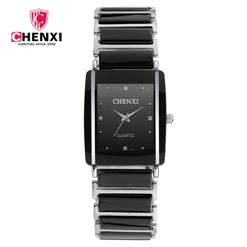 

CHENXI Square Couple Watch Men's Ceramic Strap Fashion Trend Simple Casual Luminous Waterproof Ladies Quartz Watch WA179