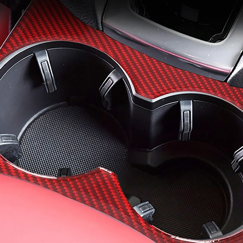 

Carbon Fiber Car Gear Shift Water Cup Holder Panel Decoration Cover Trim Sticker for Cayenne Macan 2014-2019 Accessories