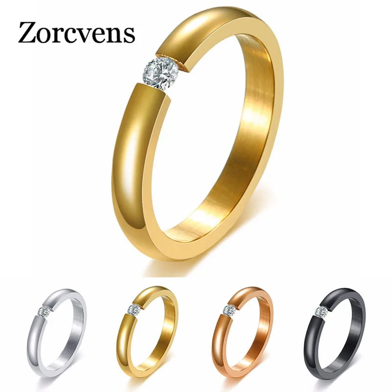 ZORCVENS 2020 новые модные кольца из нержавеющей стали золотистого цвета