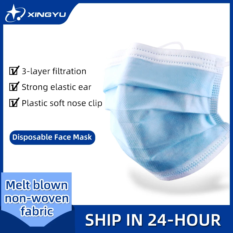 

Fast Delivery Disposable Masks 20-200pcs 3 Layer Macarillas Ply Filter Mask Mouth Face Mask Breathable Earloops Masks Protective