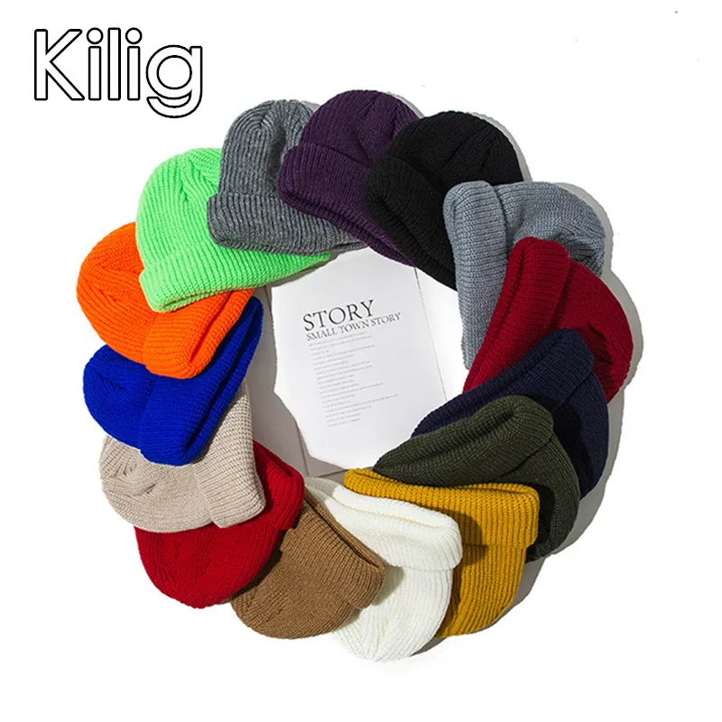 Женская шапка унисекс из смесового хлопка однотонные теплые мягкие вязаные