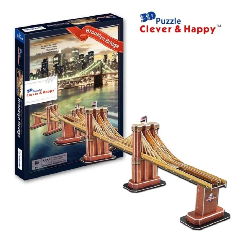 

3D paper puzzle building model toy Brooklyn Bridge USA New York world's famous great architecture birthday Christmas gift 1pc