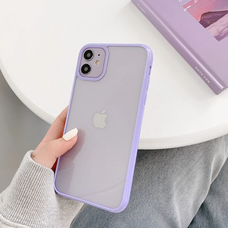 Shockproof Colorful Bumper Clear Phone Case For iPhone 14 13 12 11 Pro XR X XS Max 8 7 Plus SE 3 Transparent Soft Acrylic Cover