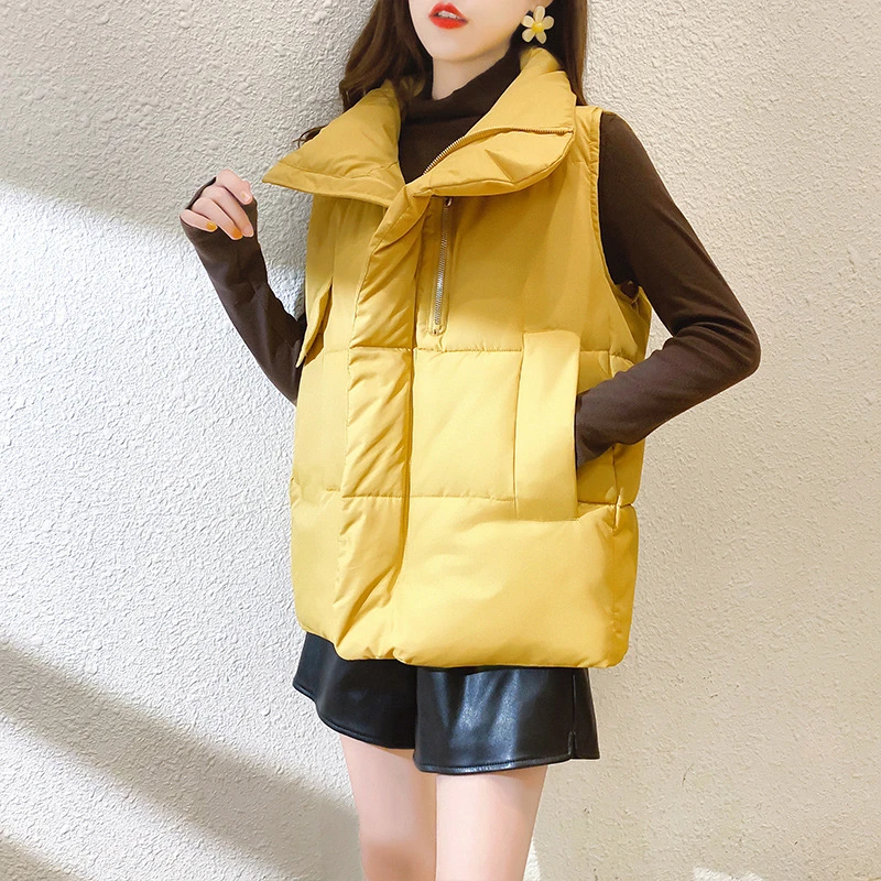 

New winter products short cotton vest women Korean version loose fashion large stand-up collar cotton vest vest