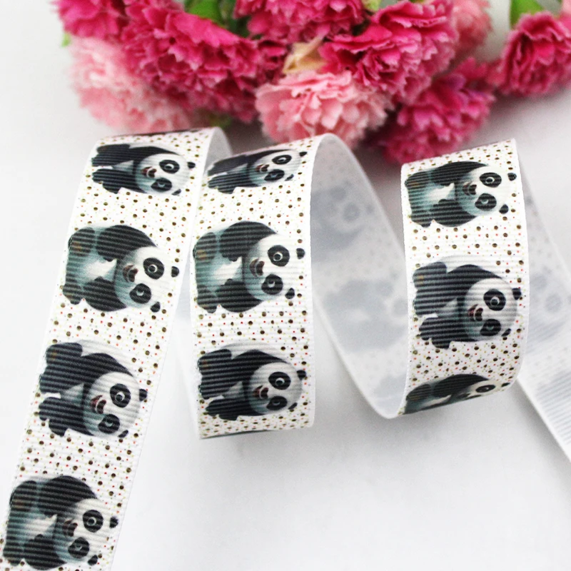 

Cute Panda printed grosgrain ribbon 9-75mm DIY handmade materials christmas wedding gift wrap tape ribbons