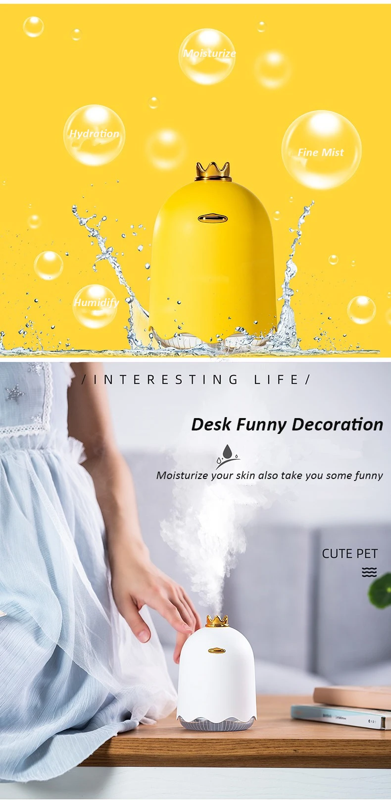 Portable Car USB Air Humidifier Ultrasonic Mist Maker Fogger High Quality Essential oil Diffuser Funny Yellow Duck Aroma Difusor