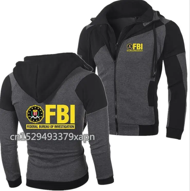 Мужская толстовка на молнии с принтом FBI повседневная флисовая капюшоном для Suzuki