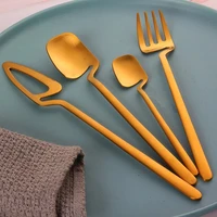 high quality 4pcs stainless steel dessert forks set cake fruit forks coffee tea dessert spoons kitchen wedding party accessory