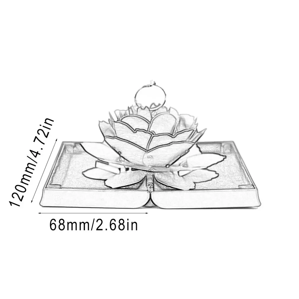 

Delicated Folding Flower Ring Box Rotating Rose Ring Box Birthday Valentine's Day Wedding Jewelry Display Boxes