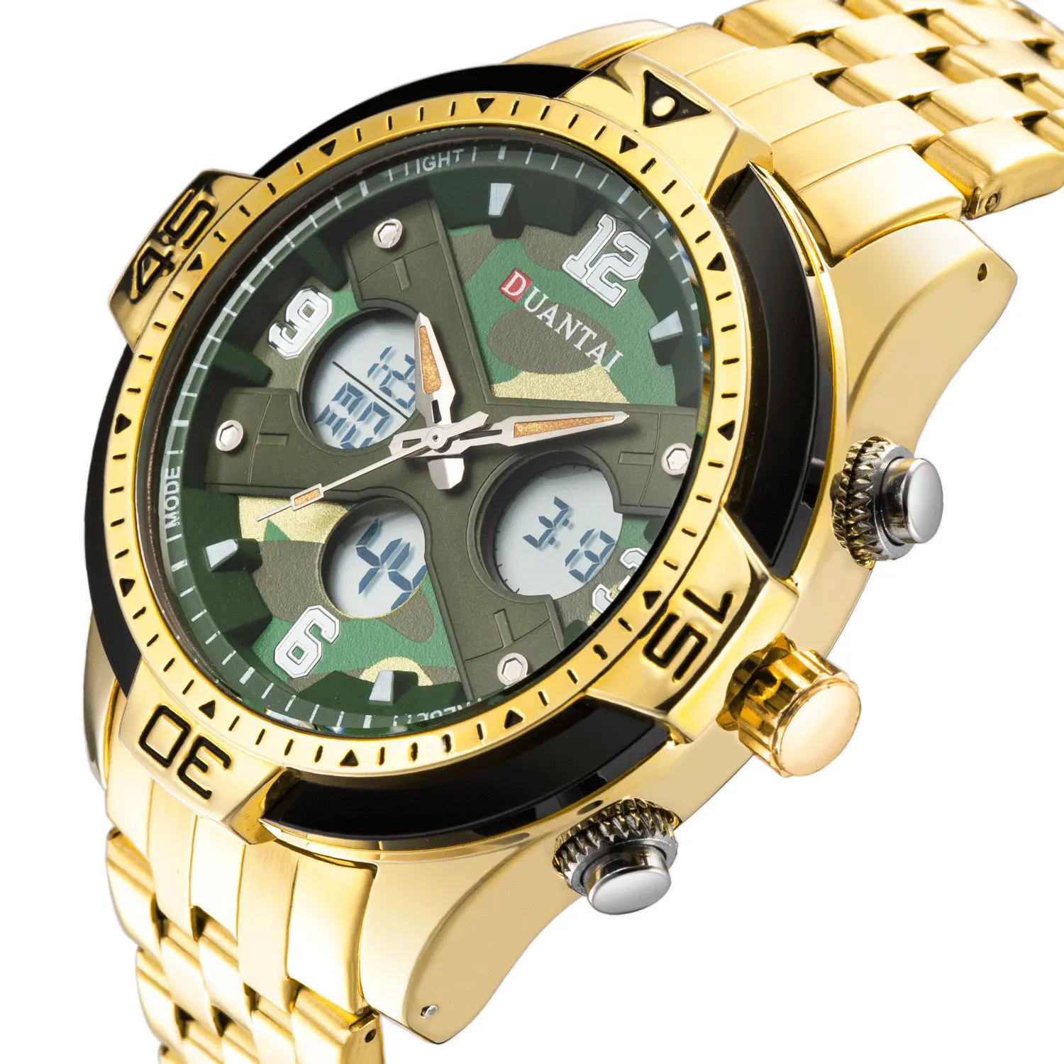 

Duantai Steel Belt Multifunctional Double Movement Men's Watch Electronic Watch Sports Watch Waterproof Luminous Quartz Watch