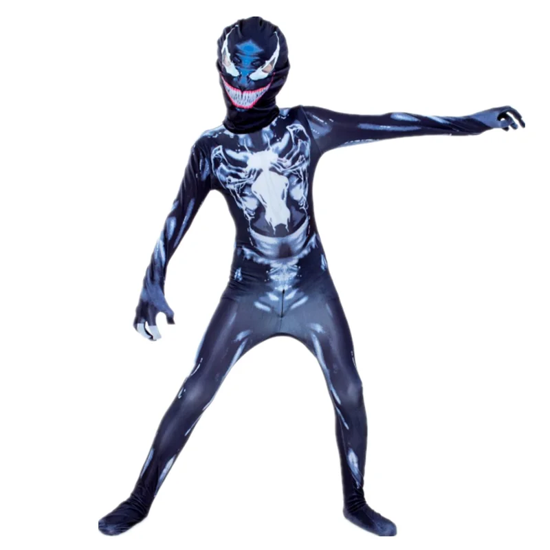 Детский костюм Веном супергероя для косплея комбинезон трико аниме Хэллоуин
