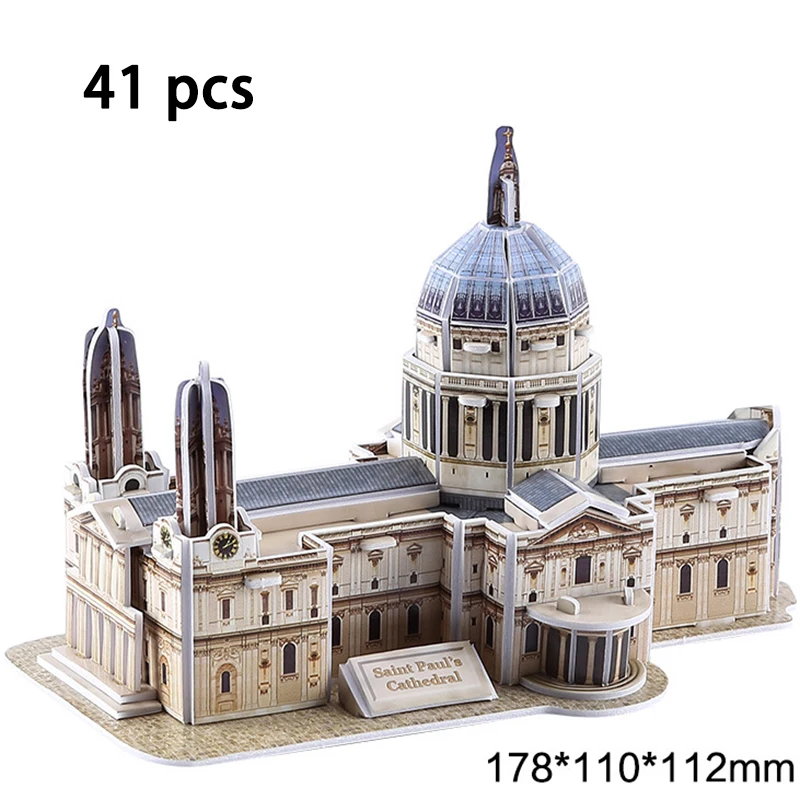 St Pauls Cathedral DIY архитектура 3D Картонная головоломка игрушки Нотр-Дам де Пари Эйфелева башня Василий собора всемирно известная архитектурная модель игрушки - Цвет: St Pauls Cathedral