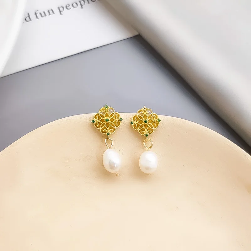 Винтажная Капля воды свежий зеленый хрустальный камень длинные серьги