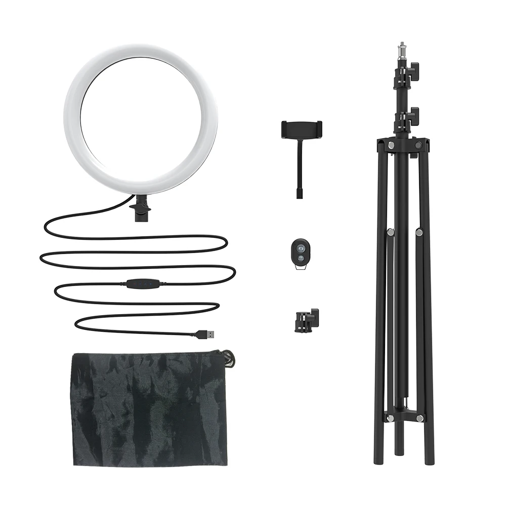 

BlitzWolf Dimmable LED Selfie Ring Light with Tripod USB Selfie Lights 10inch Ring Lamp Photography lighting for Makeup Youtube