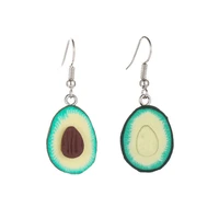 hi man simple cartoon fun avocado clay stud earrings women creative personality european popular jewelry wholesale