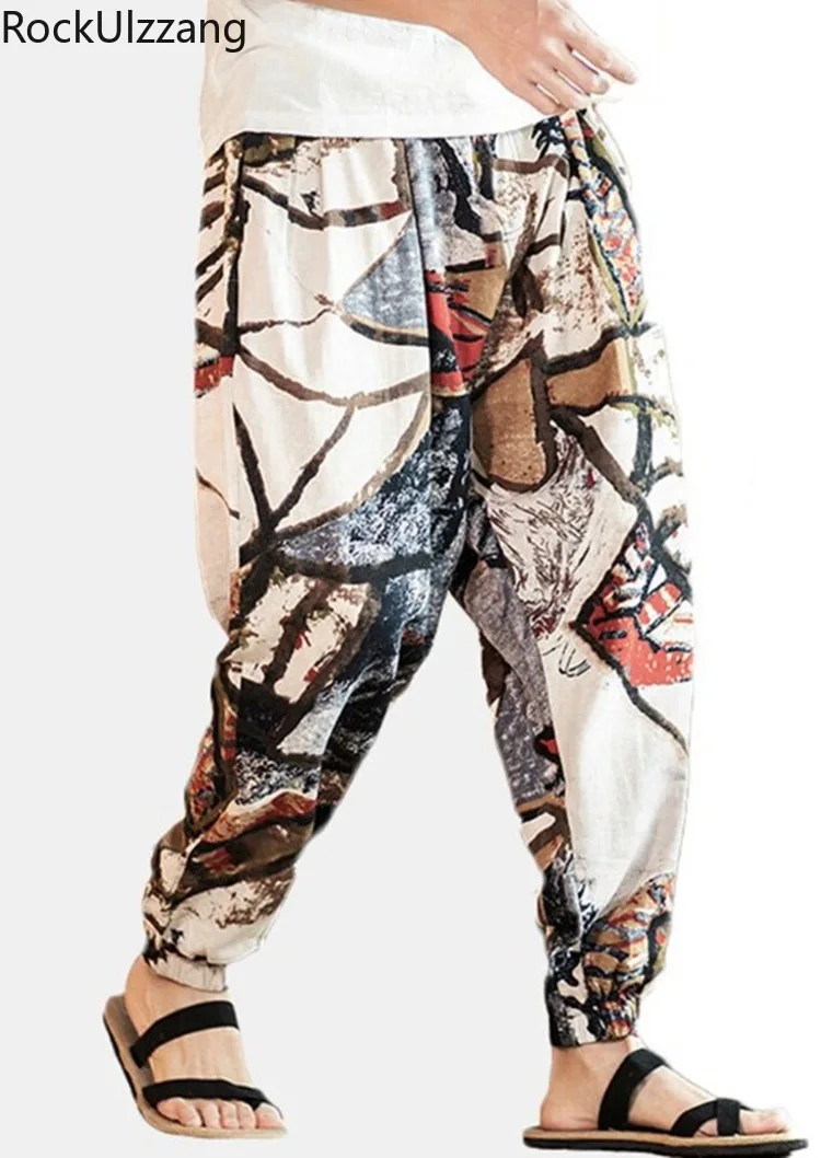 

LargeSize Oversized Drawstring Waist Graffiti Contrast Graphic Print Harem Jogger Pant Women Fashion Summer Cotton Trouser Folk