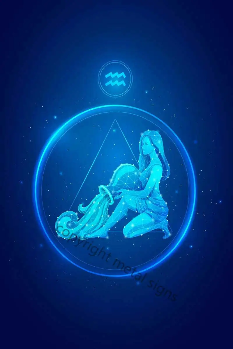 

Aquarius Zodiac Neon Tin Plates Wall Decor Retro Vintage Metal Sign Tin Sign Neon Sign For Home Club Man Cave Cafe Pub