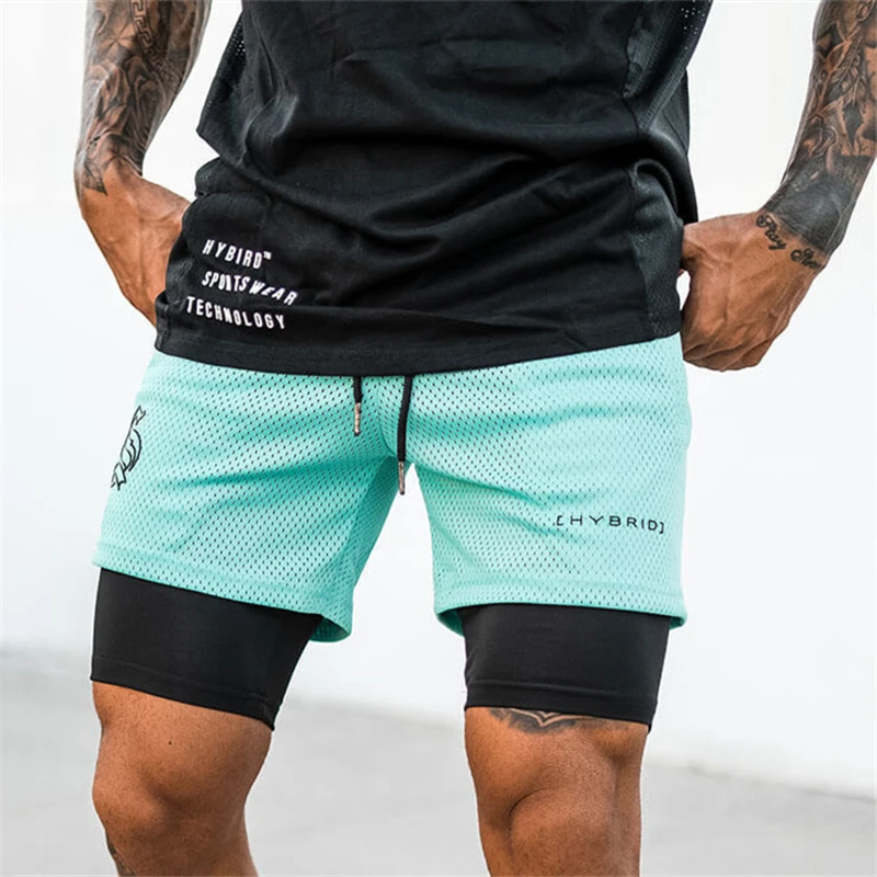 8-Color!!! 2 IN 1 Sport Camouflage Mesh Breathable Shorts Men Double-deck Jogging Running Quick Dry GYM Fitness Workout Buttoms