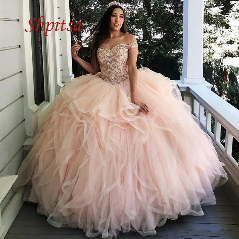 

Роскошные бальные платья Quinceanera, пышное женское платье с кристаллами, женское длинное платье для маскарада 16-летнего выпускного вечера, милое платье на 16 лет