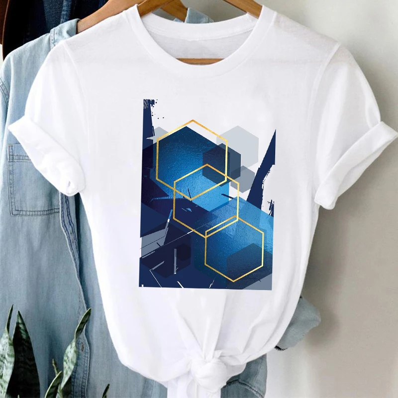 

T-shirts Women 90s Mujer Camisetas Geometric Kawaii Cute Fashion Clothes Graphic Tshirt Top Lady Print Female Tee T-Shirt