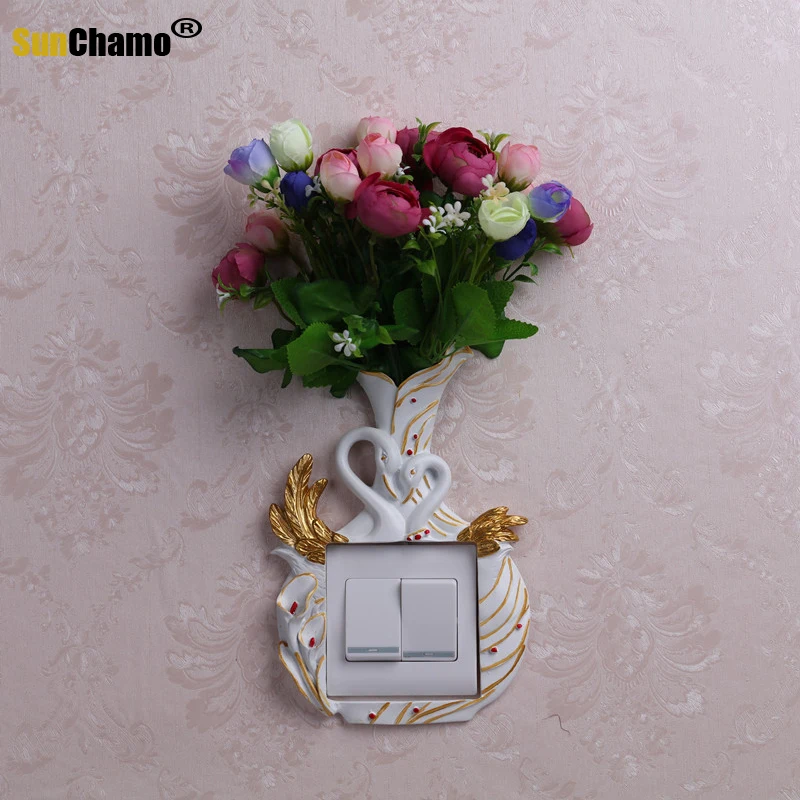 

Аксессуары для дома наклейки на выключатель наклейка на стену Защитная крышка Европейская украшение для розетки Смола Цветочная композици...