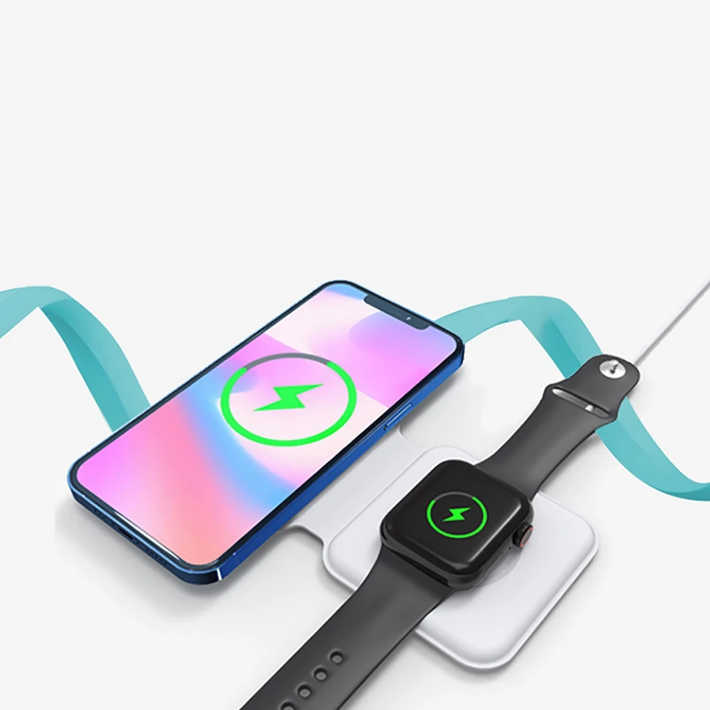 

Foldable Two-in-one Dual Sided Magnetic Wireless Charger for iPhone12 Pro Max 11 For Apple Watch Airpods Fast Charging Pad