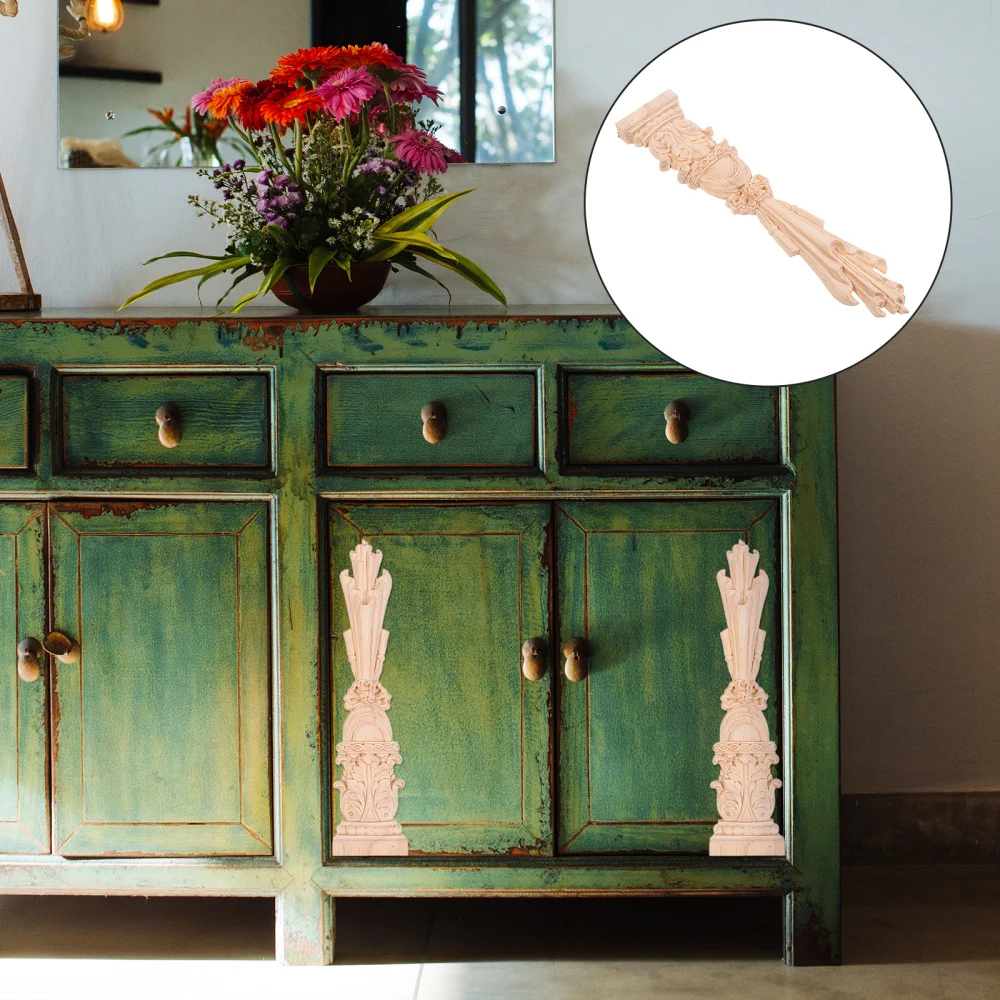 

2Pcs European Style Wooden Decals Exquisite Wood Decals Retro Home Ornaments