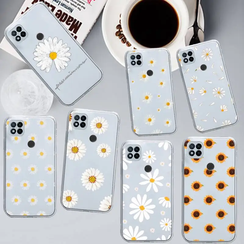 

Summer daisy flowers Phone Case Transparent for Xiaomi redmi note 5 7 8 9 10 11 t S A lite pro high quality funda
