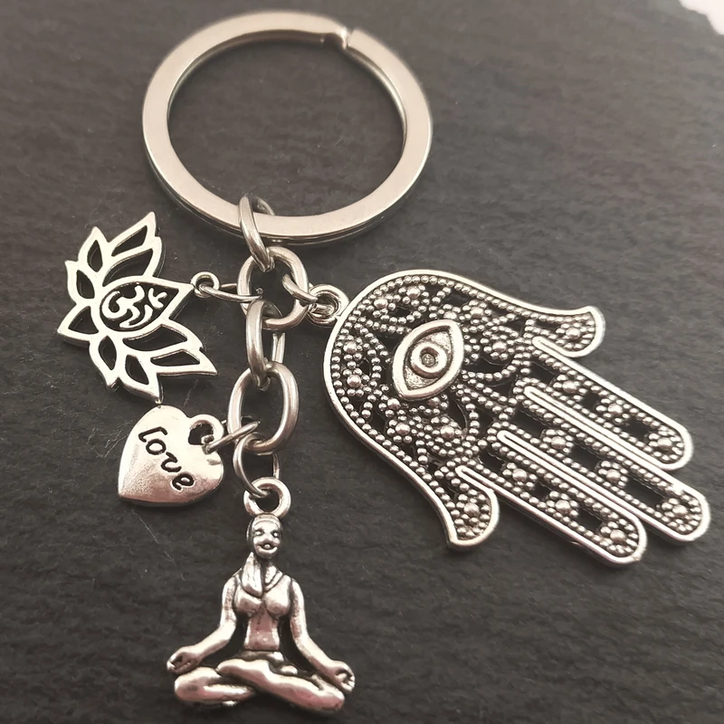 Брелок Я люблю Йога кулон ювелирное изделие Хамса символ ом брелок Лотос