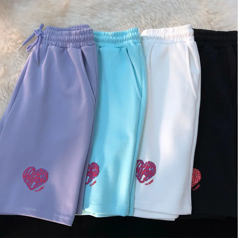 

Спортивные шорты для девушек в стиле кэжуал, лето 2021, новые модные прямые широкие брюки в Корейском стиле