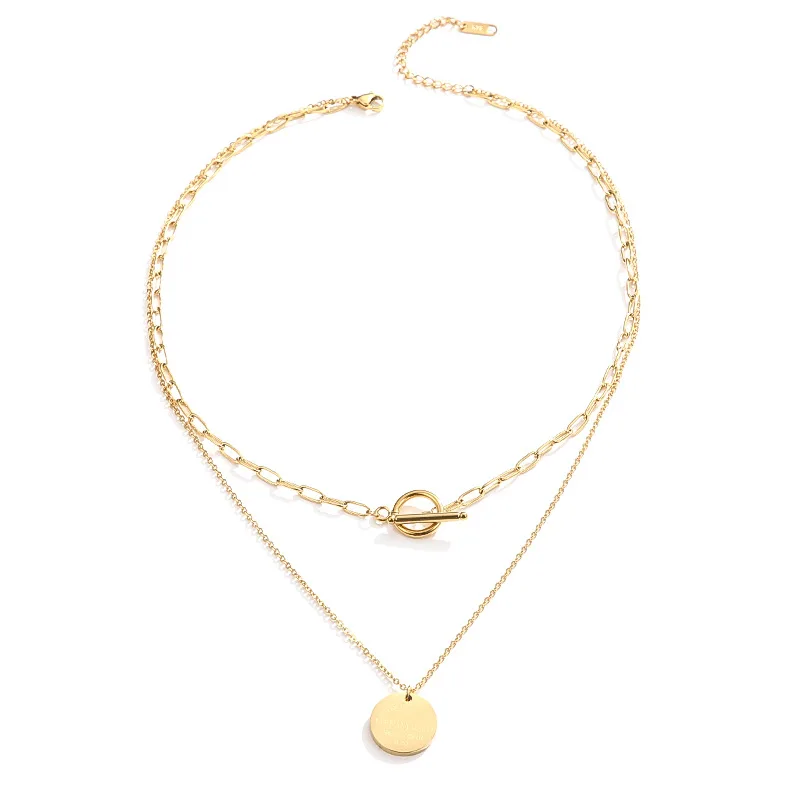 

2021 Fashion New Korea East Gate Necklace Women's Fashion Quality Light Luxury Double-layered Collarbone Chain Jewelry CHHC