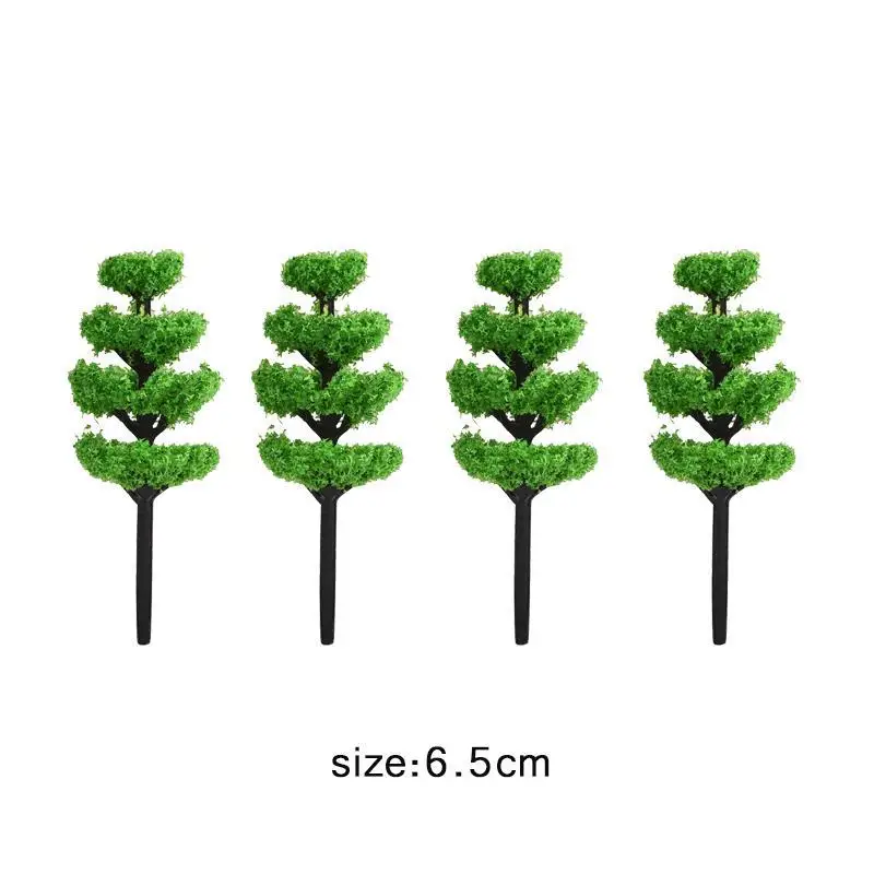 6.5cm 4 шт./компл. искусственная мини дерево зеленая поддельная елка полимерные фигурки Фея Сад миниатюрные рождественские украшения DIY террариум - Цвет: 6.5cm