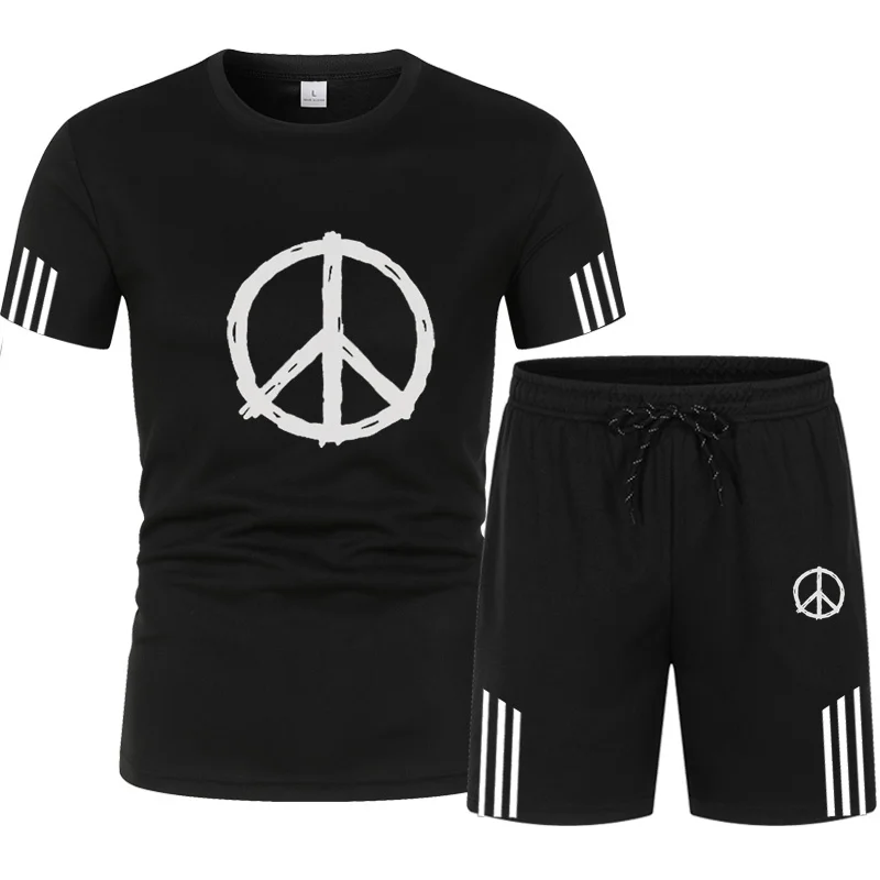 

2021New Men's Tracksuit Summer Clothes Sportswear Two Piece Set T Shirt Shorts Brand Track Clothing Male Sweatsuit Sports Suits