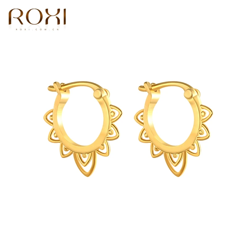 Серьги-гвоздики ROXI круглой формы в стиле бохо женские вечерние велирное