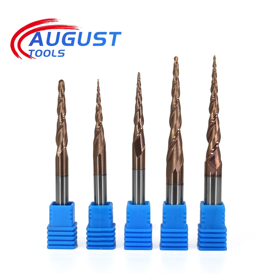 

Концевая фреза с коническим шаровым концом AUGT HRC60, вольфрамовый твердый карбид, 4 мм, 6 мм, 8 мм, с покрытием, Фрезы с ЧПУ, гравировальное долото ...