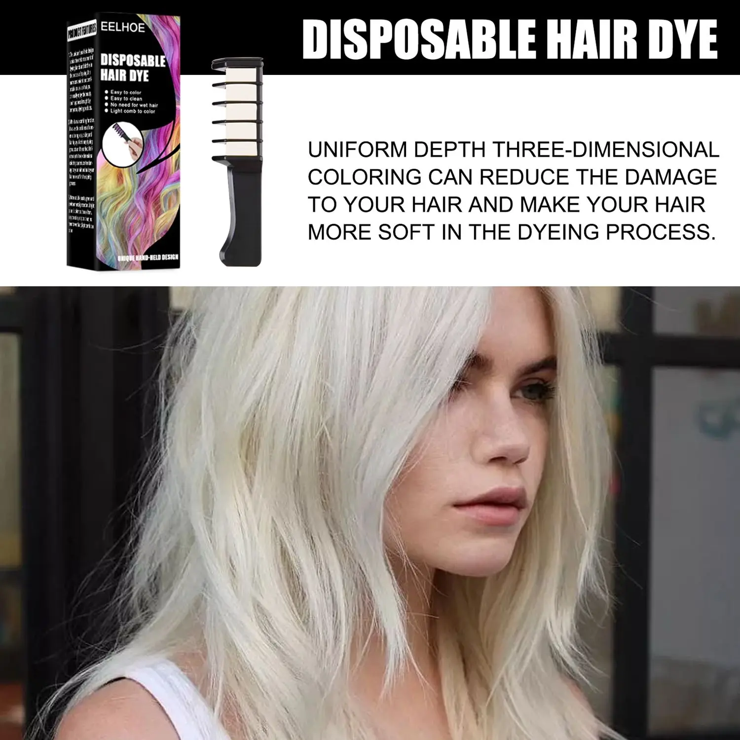 Модный Цветной s Мини одноразовый Мел для волос цветная расческа наборы