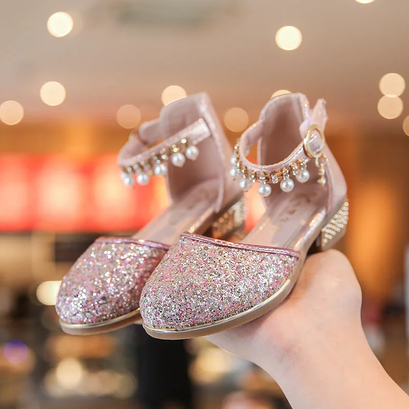 

Шикарные блестящие кожаные туфли для девочек на свадьбу и вечерние ринку обувь принцессы детские танцевальные туфли со стразами обувь для ...