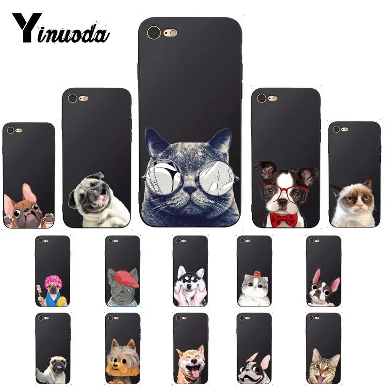 Yinuoda милый Французский бульдог мультфильм собака и кошка силиконовый чехол для