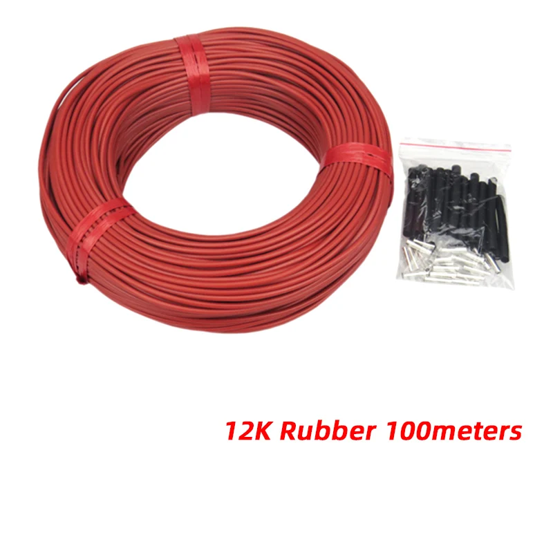 100m cable 100 м может быть отправлен из России 12 к с термостатом Красного силиконового каучука инфракрасного углеродного волокна теплый пол нагревательный кабель - Цвет: 100m cable