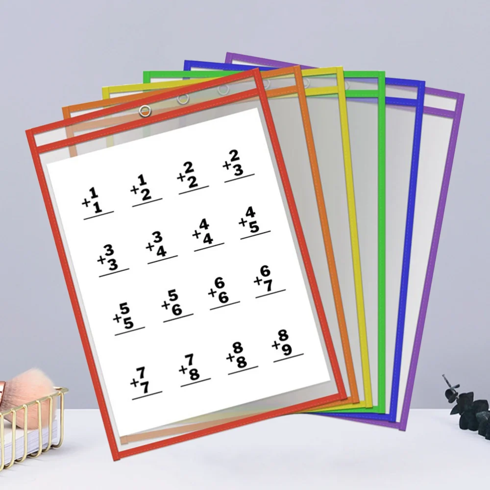 

6Pcs Sheet Protectors Clear Design Paper Cover Loose Leaf Protector Paper File Protect Bag(Random Color)